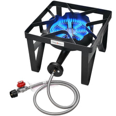 vivicreate front view of outdoor burner showing stable frame and burner rings, durable cooking solution