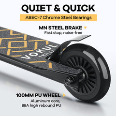 VOKUL S2 Pro 100mm wheel close-up that cushions landings and rolls smoothly