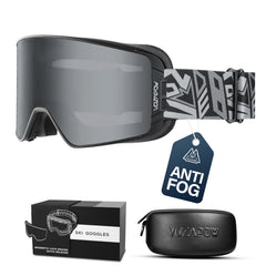 VOZAPOW front view of goggles showing frame and strap, offering secure fit