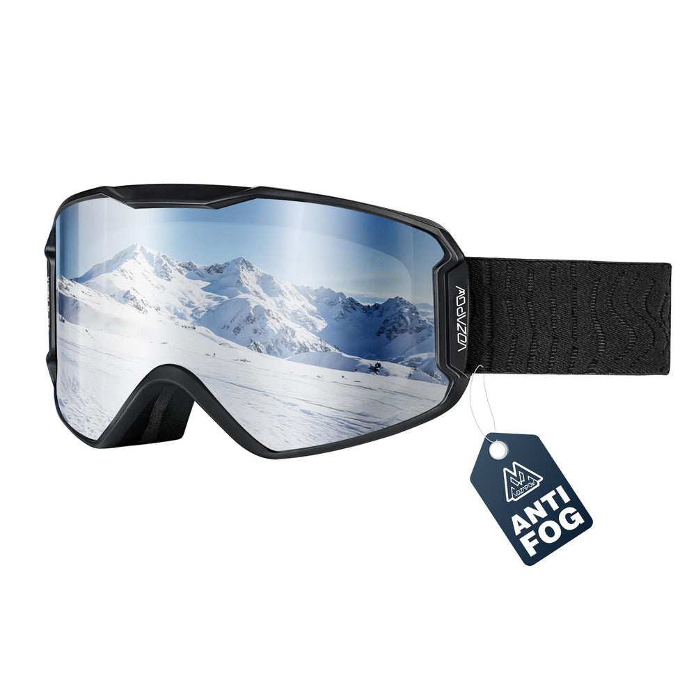 VOZAPOW front view of goggles showing wide field of vision and protection
