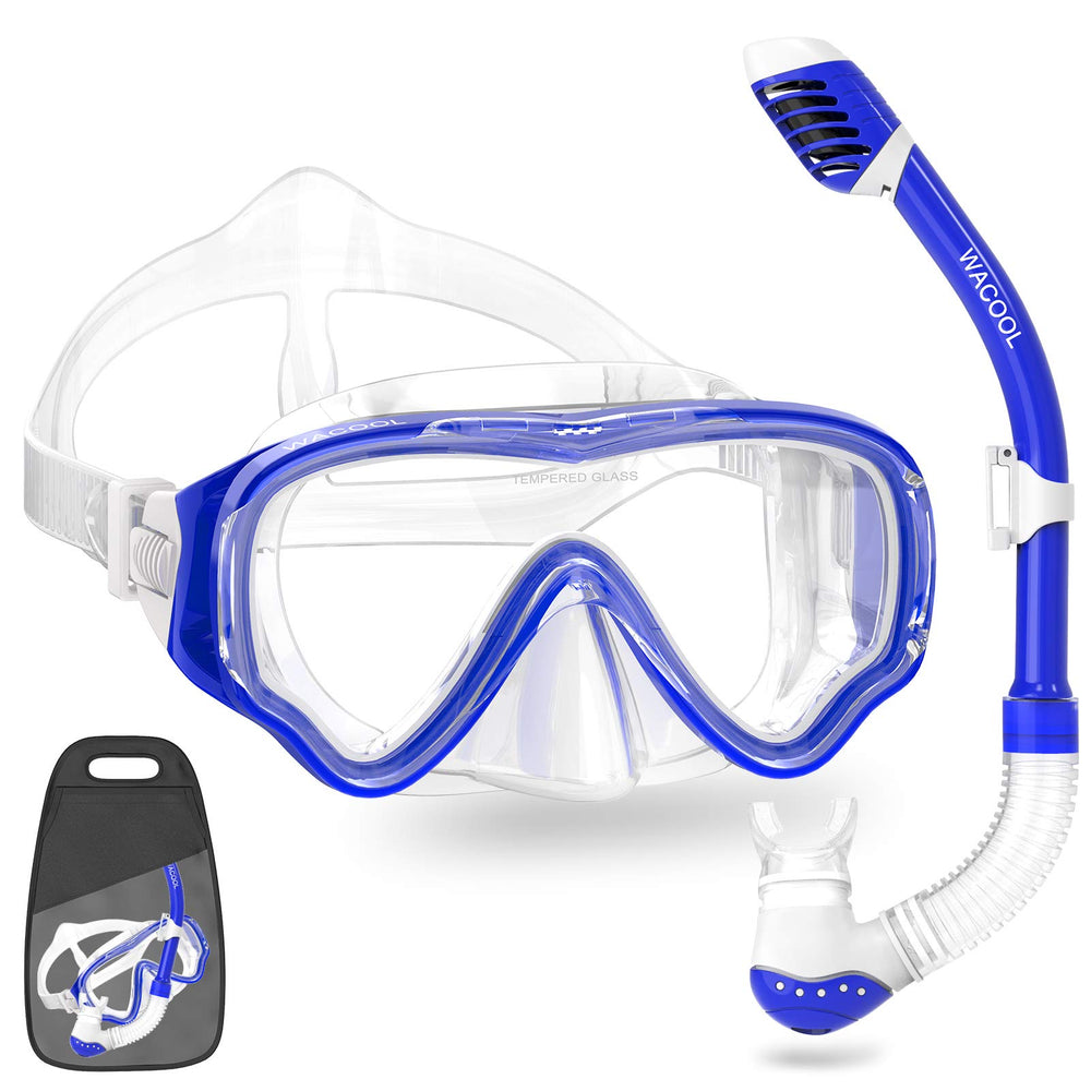 WACOOL front view of mask and snorkel showing fit and components