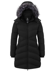 wantdo front view of black puffer jacket showing clean silhouette and versatile style