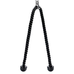Warmroom front view of the 55-inch tricep rope showing full length and handles for versatile workouts