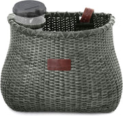 WARNERS WHEELS front view of black basket showing vintage style and easy storage