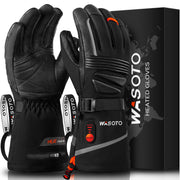 WASOTO heated gloves front profile showing sleek leather and weatherproof design for warmth