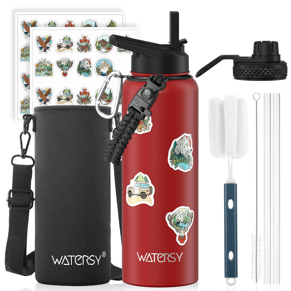 WATERSY red bottle front view showing durable build and color