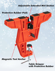 WAVECUER vertical-position holding a snowboard for edge access and easier tuning benefit