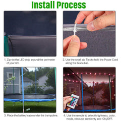 Waybelive lights installed on a 12ft trampoline rim showing improved visibility