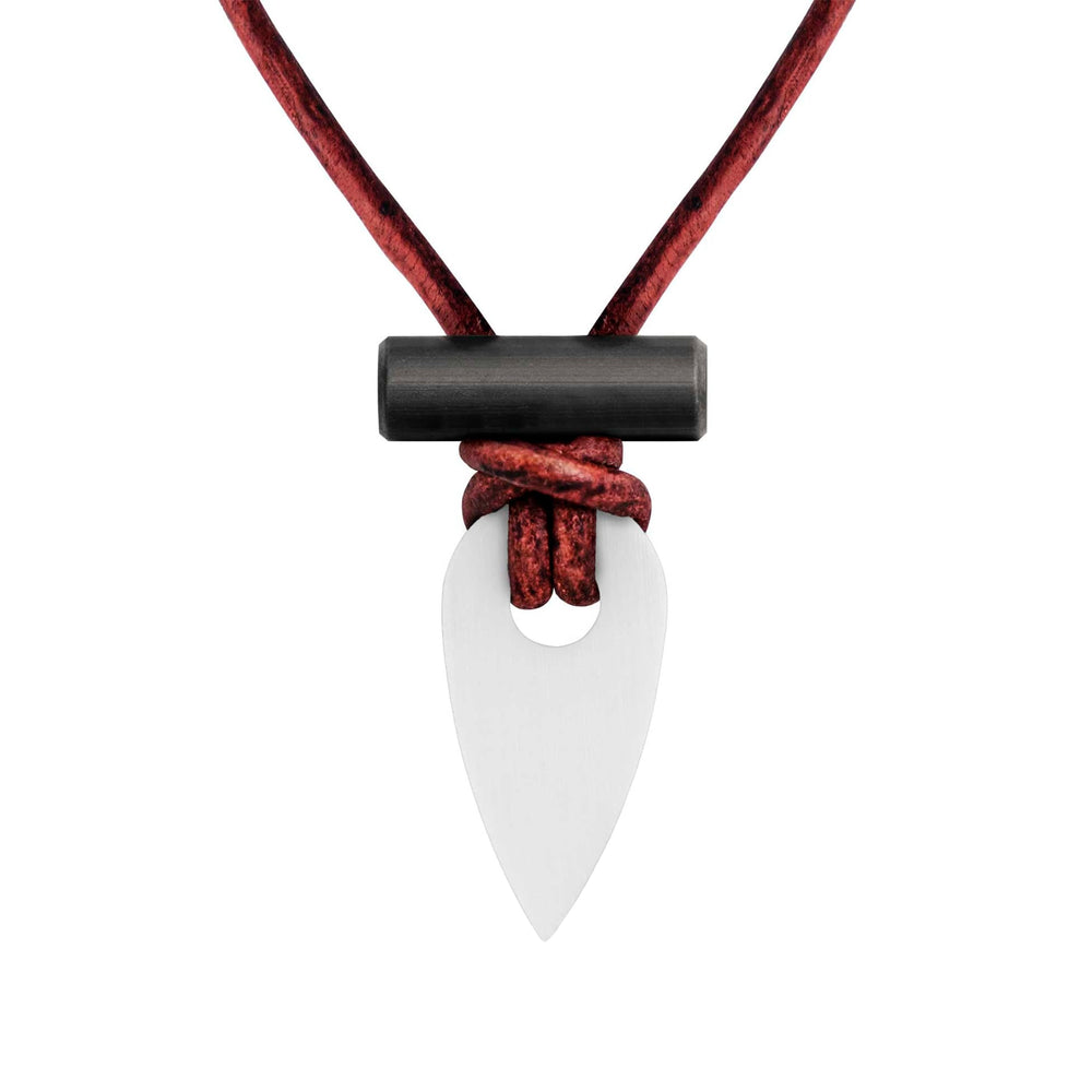 Wazoo front view of pendant showing white zirconia and benefits of portability