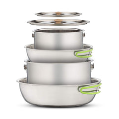 Wealers stacked pots nested in each other, saves packing space