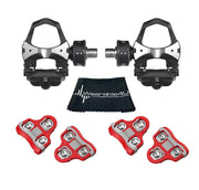 Wearable4U Favero Assioma DUO front view showing pedal bodies and spindle benefit accurate power measurement
