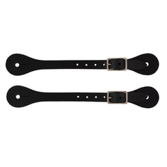 Weaver Equine front view of black spur straps showing classic fit and durability
