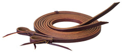 Weaver Equine full-length split reins coiled showing weighted ends and balanced hang
