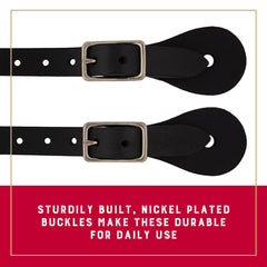 Weaver Equine spur straps on boot demonstrating proper fit and comfort