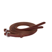 Weaver Equine ProTack reins front view showing brown leather and length, durable control