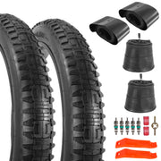 WEIYINGSI front view of two 26x4 tires showing packaging and size, clear product info