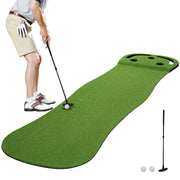 Wekin putting green front view showing full 2x8ft mat and targets for easy practice