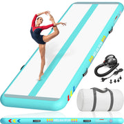 WELANDFUN 10 ft air tumble track front view showing full length and colors for easy setup