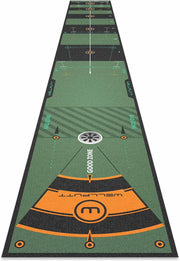 Wellputt front view full length mat showing realistic green and alignment guides for better stroke