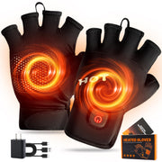 Wenyueyan front view of heated gloves showing packaging and warmth benefits