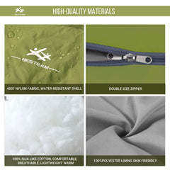 WERTYCITY fill loft detail displays imitation silk cotton warmth with low weight
