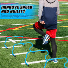 Wettarn hurdles in use during soccer drill illustrating improved footwork practice