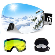 Whale front view silver goggles showing clean shield and fit benefit
