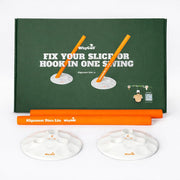 WHYGOLF front packaging showing compact swing trainer and contents benefit portability