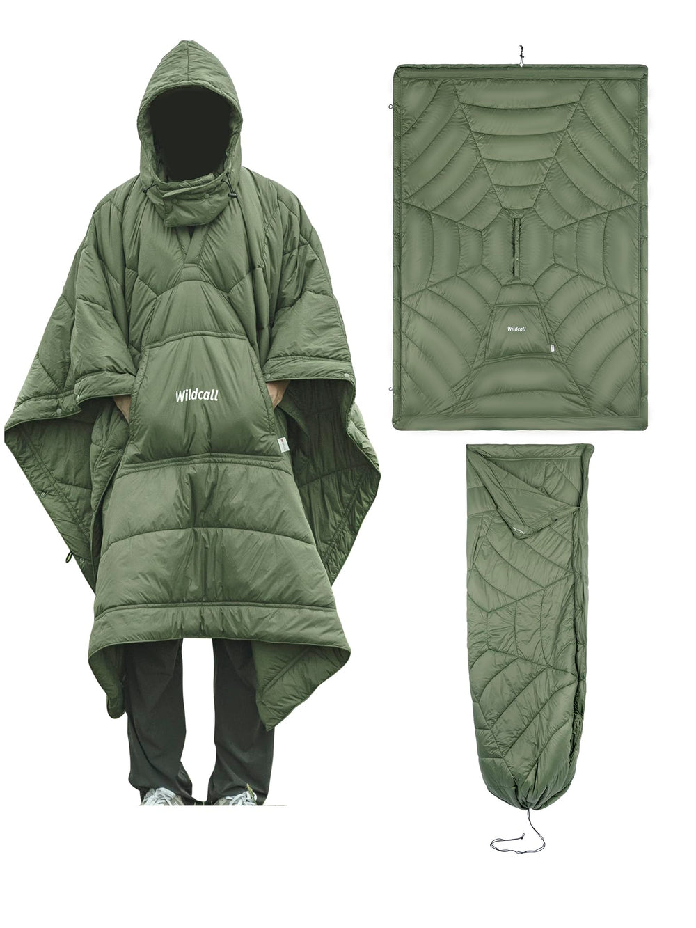 WildCall blanket front view showing full oversized coverage and easy packability