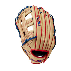 WILSON A500 close-up of Dual Post Web and laces illustrating secure pocket control