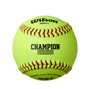 WILSON front view of dozen softballs showing durable leather cover and consistent feel