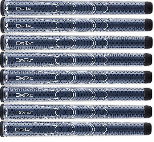 Winn DriTac oversize navy blue grip front view showing texture and comfortable control