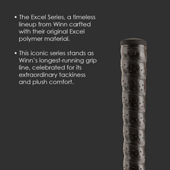 Winn excel wrap oversize black scale comparison showing oversize diameter for reduced hand tension