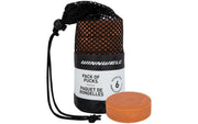 Winnwell front view of six weighted pucks in pack showing official size and durability