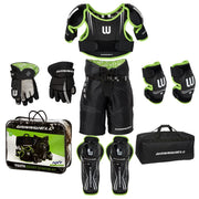 Winnwell full set front view showing coordinated black green color and ready-to-play benefit