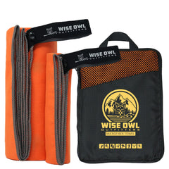 Wise Owl Outfitters front packaging showing compact travel towel benefits