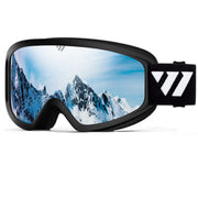 WISTON front view of goggles showing sleek black frame and silver lens for clear vision
