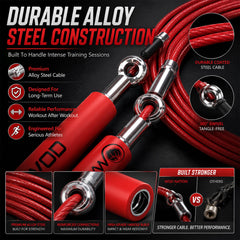 WOD Nation coiled cable texture showing alloy steel coating for durability benefit
