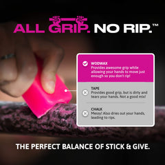 WodWax applied to a palm demonstrating secure grip and reduced skin tearing
