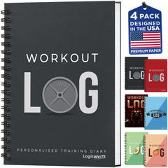 Workout Log Gym front cover charcoal showing durable premium cover and portability