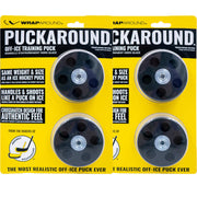 Wraparound puckaround front packaging showing 4 pucks and benefits