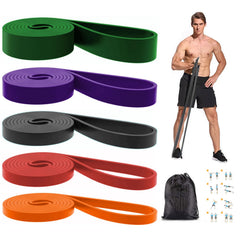 WSAKOUE front packaging showing five colorful bands and drawstring bag, convenient storage benefit
