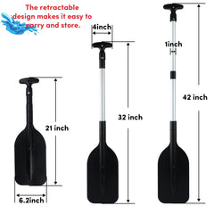 WTMORE paddle extended to full length for comfortable rowing advantage