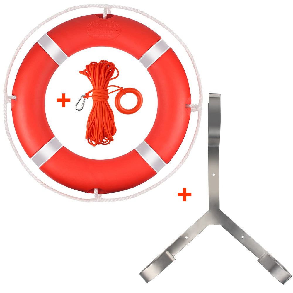 WTMORE life ring front view showing high-visibility orange and reflective tape for quick spotting