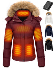 Wulcea front view of short heated jacket showing sleek design and warmth