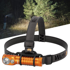 Wurkkos HD20 front view showing dual-beam head for bright hands-free light