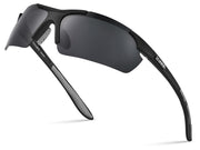 Xagger front view showing wraparound frame and wide field of vision benefit
