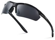 Xagger front view sunglasses showing wraparound fit and clear protection