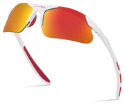 Xagger front view of sunglasses showing sporty design and clear lenses benefit clarity