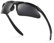 Xagger front view of youth sports sunglasses showing sporty design and clear vision benefit